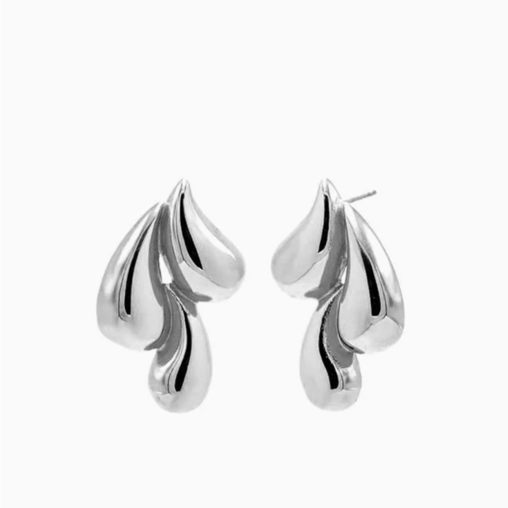 Adina Eden Solid Triple Puffy Teardrop Stud Earring NWT
